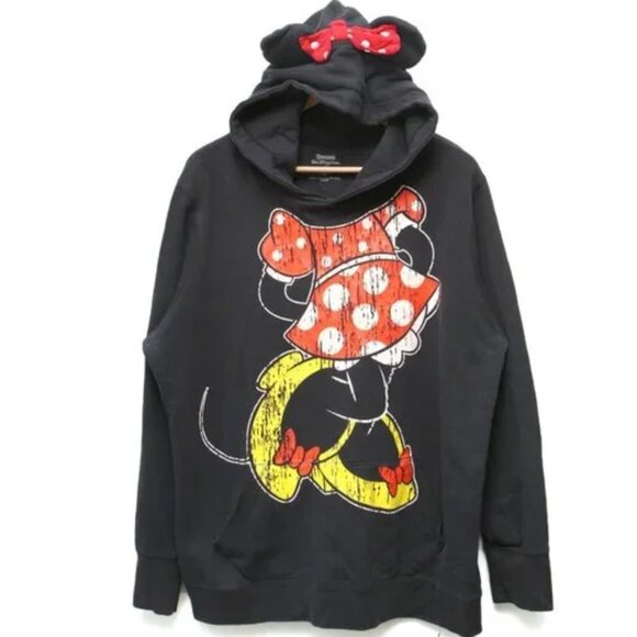 Minnie Mouse Ear Hoodie Disney Resort Pullover Sweatshirt Bow Disneyland Black - Picture 2 of 8